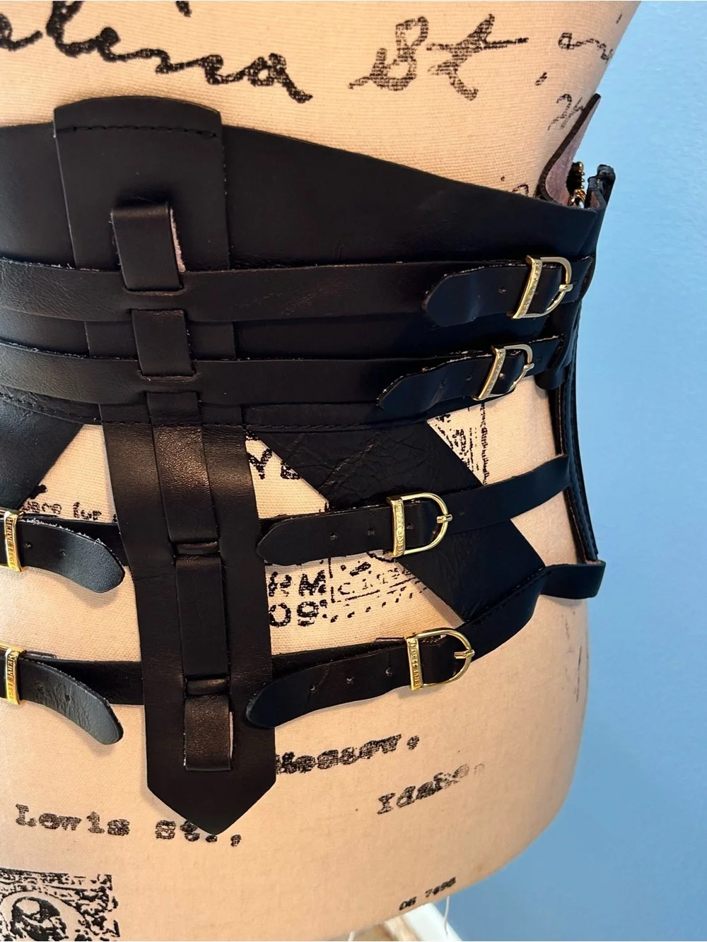HERVE LEGER STRAPPY LEATHER HARNESS BELT